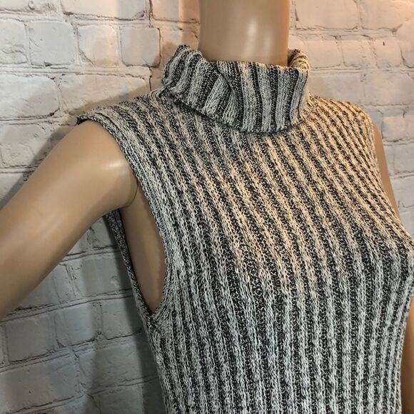 Gray Ribbed Turtleneck Knit Sleeveless Sweater Dress OSFM - Picture 7 of 14